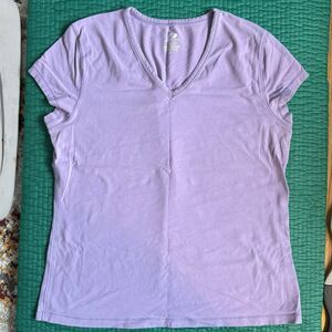 Pro Spirit Women XL Performance V Neck Light Purple Shirt Cotton Spandex Stretch
